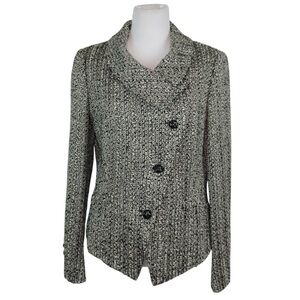 ESCADA Asymmetric Button Virgin Wool Silk Tweed Jacket Blazer Women's 40 US  10